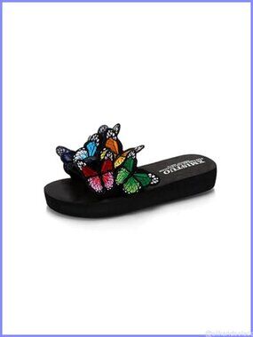 Butterfly Slide Sandals Women's Low Heel Platform Slip On Beach Slides